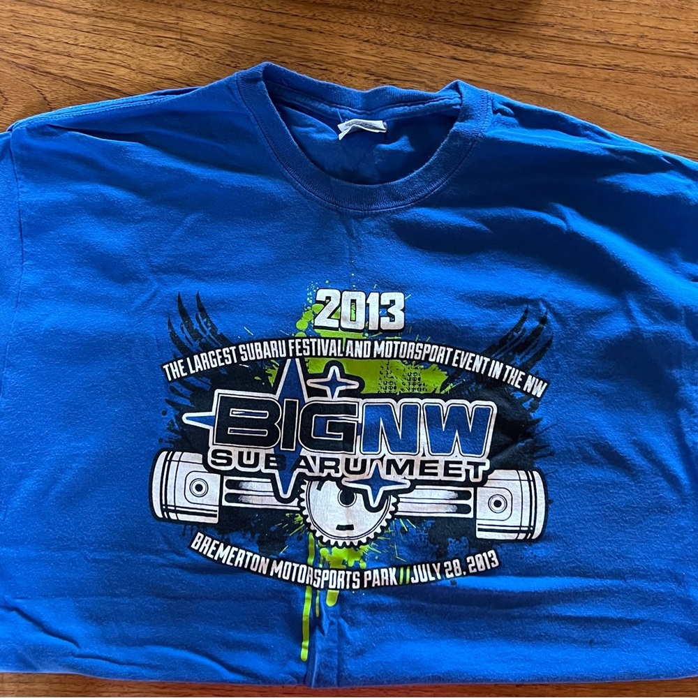 2013 Big NW SUBARU Meet Blue Short Sleeve 100% Casual Cotton